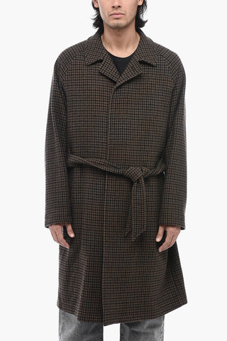 Flared Houndstooth SALOMON Coat with Belt