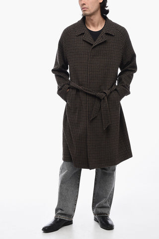 Flared Houndstooth SALOMON Coat with Belt