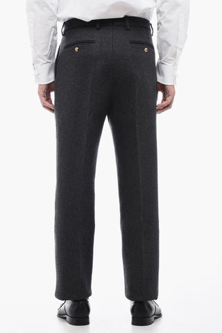 Double-pleated Wool Blend Pants with Belt Loops