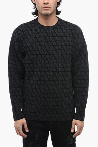Crewneck Pullover with All-Over Logo
