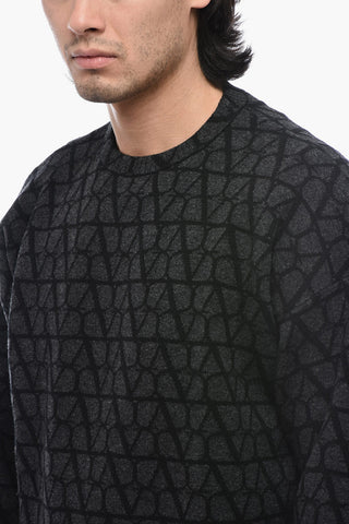Crewneck Pullover with All-Over Logo