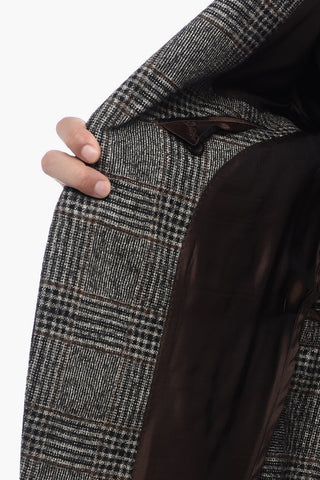 Virgin Wool Suit with Glen Plaid Motif