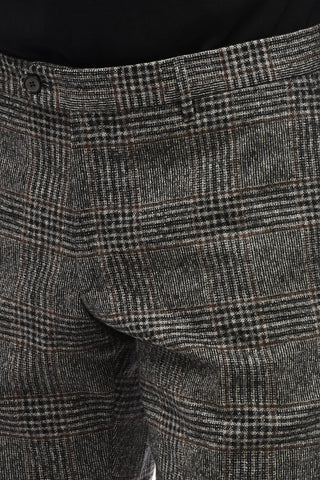 Virgin Wool Suit with Glen Plaid Motif