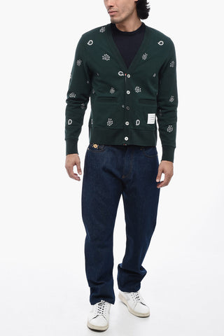 Pique Cardigan with Contrasting Embroideries