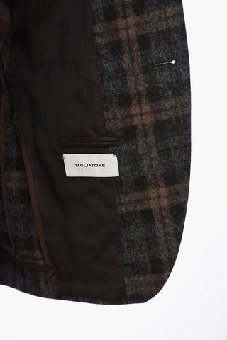 Wool Blended Blazer with Tartan Motif