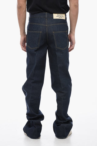 Dark-Wash Cotton Straight-Fit Jeans 25 cm