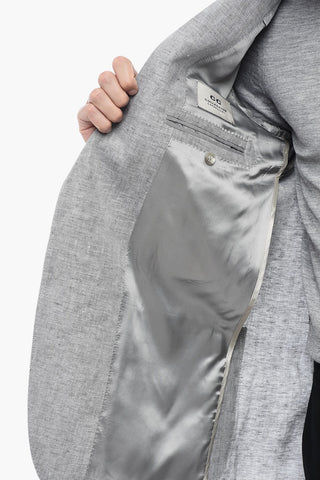 CC COLLECTION Linen REFINED Blazer with Houndstooth Motif