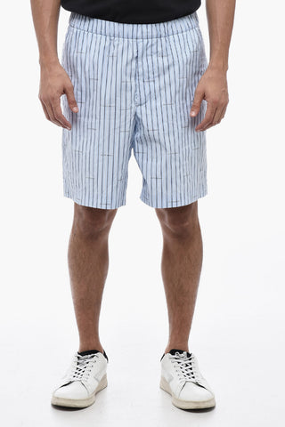 Popeline Logoed Shorts with Striped Motif