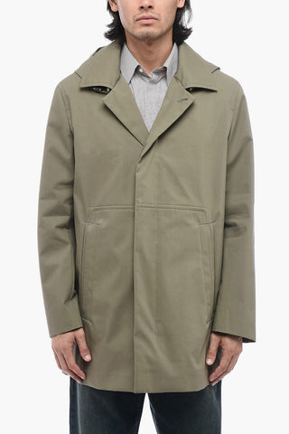 Cotton-blended Trench with Removable Hood