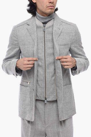 ID Half-layered Layered Blazer with Hopsack Motif