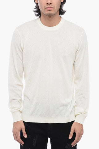 Crew Neck Jacquard Silk Blend Sweater