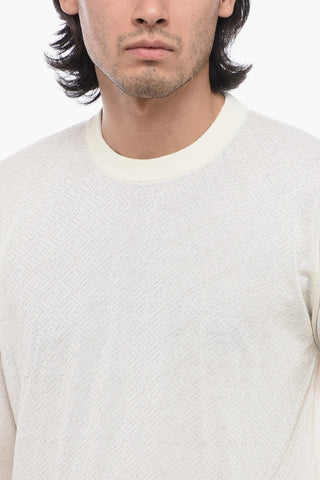 Crew Neck Jacquard Silk Blend Sweater