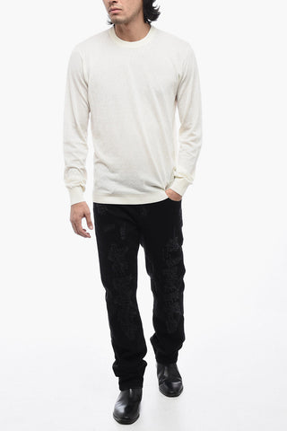 Crew Neck Jacquard Silk Blend Sweater