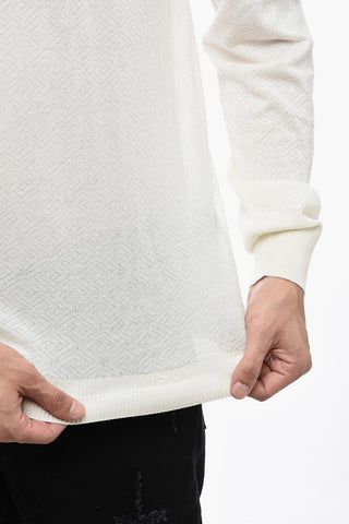 Crew Neck Jacquard Silk Blend Sweater