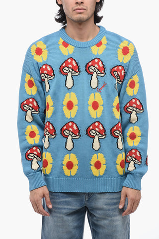 Crew Neck MUSHROOM Cotton Blend Sweater