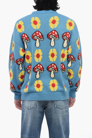 Crew Neck MUSHROOM Cotton Blend Sweater