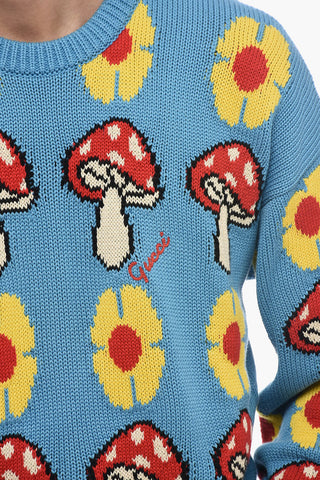 Crew Neck MUSHROOM Cotton Blend Sweater