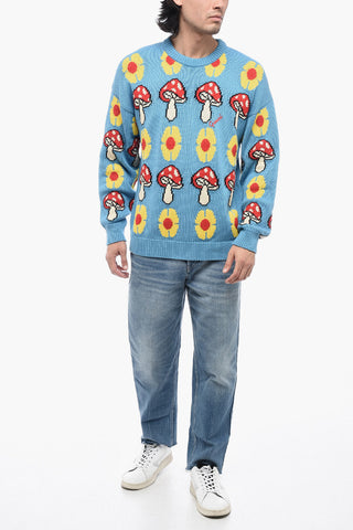 Crew Neck MUSHROOM Cotton Blend Sweater