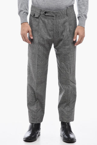 Slim Fit Pants with Glen Plaid Motif