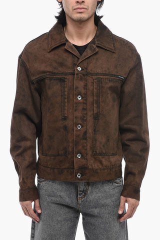 Acid-Wash Denim Jacket With Logo Application