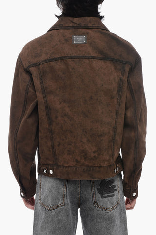 Acid-Wash Denim Jacket With Logo Application