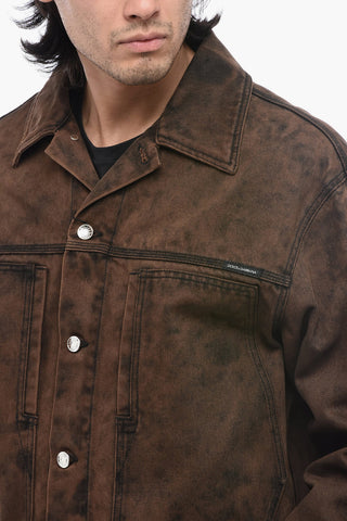 Acid-Wash Denim Jacket With Logo Application