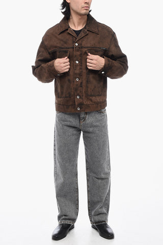 Acid-Wash Denim Jacket With Logo Application