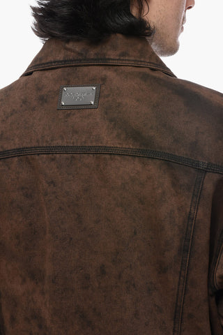 Acid-Wash Denim Jacket With Logo Application