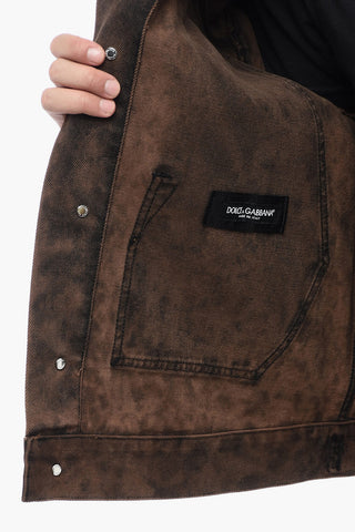 Acid-Wash Denim Jacket With Logo Application