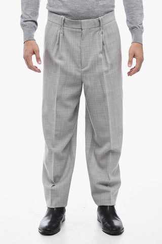 Virgin Wool Pants with Padded Detail