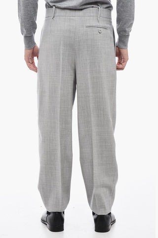 Virgin Wool Pants with Padded Detail