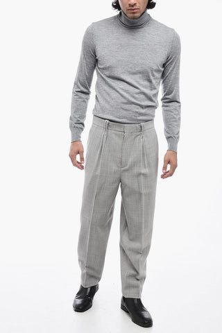 Virgin Wool Pants with Padded Detail