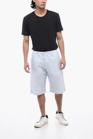 Gingham Patterned Cotton Shorts with Elastic Waistband