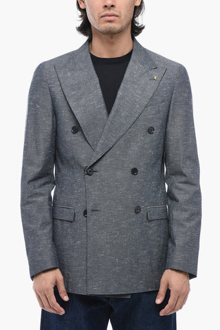 CC COLLECTION Double-breasted Half-lined Blazer with Peak Lapel