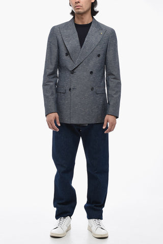 CC COLLECTION Double-breasted Half-lined Blazer with Peak Lapel