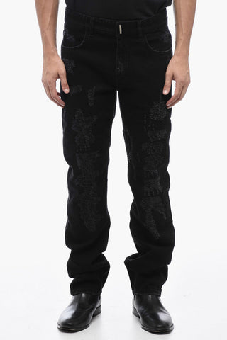 Straight Fit Distressed Denims 17cm