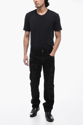 Straight Fit Distressed Denims 17cm