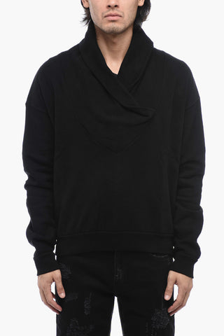 Shawl Neck Fleeced Cotton Sweatshirt
