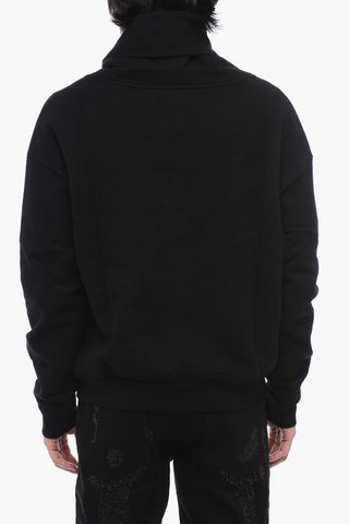 Shawl Neck Fleeced Cotton Sweatshirt
