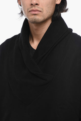 Shawl Neck Fleeced Cotton Sweatshirt