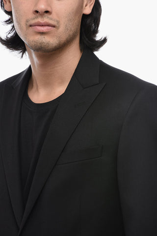 CC COLLECTION Silk-blended Blazer with Peak Lapel