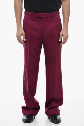 Wool Wide-Leg Pants with Cuffs