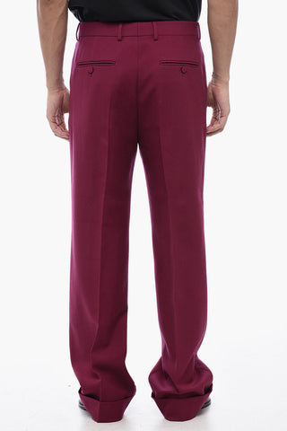 Wool Wide-Leg Pants with Cuffs