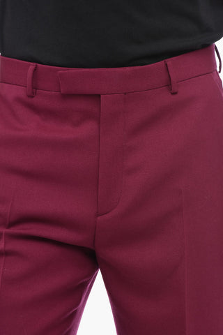 Wool Wide-Leg Pants with Cuffs