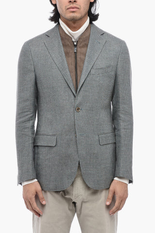 ID Hemp-blended Embroidered Blazer with Removable Layer