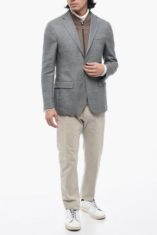 ID Hemp-blended Embroidered Blazer with Removable Layer