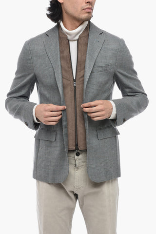 ID Hemp-blended Embroidered Blazer with Removable Layer