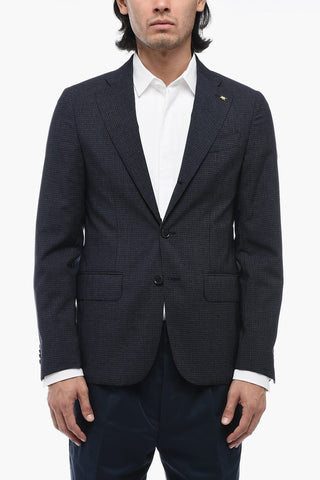 CC COLLECTION Wool RETAILORED Blazer with Mini Check Motif