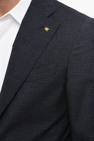 CC COLLECTION Wool RETAILORED Blazer with Mini Check Motif