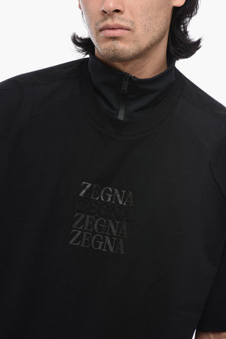 Logoed T-Shirt with Tech Fabbric Double Collar
